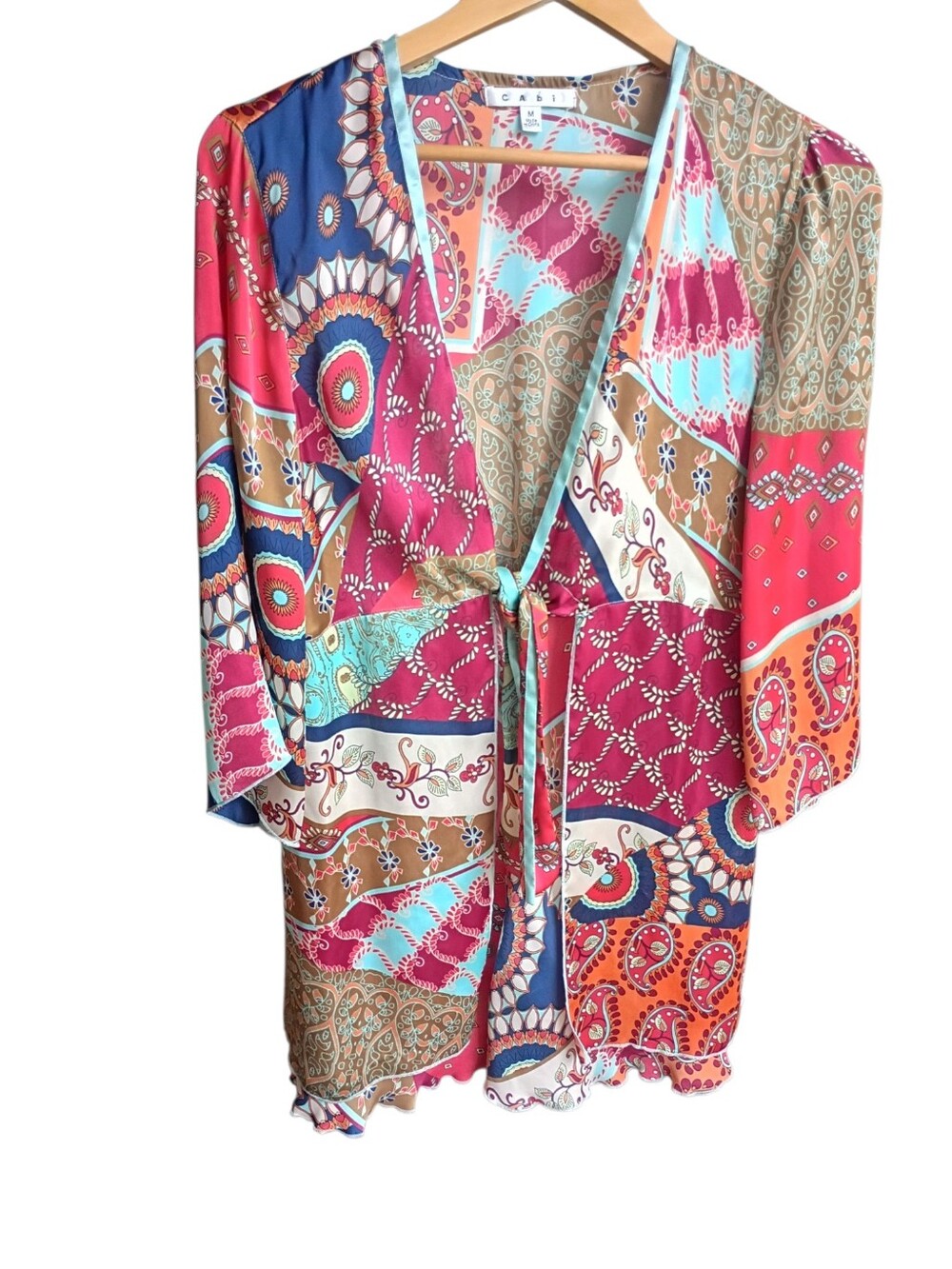 Cabi Silky Paisley Patchwork Kimono Style #914 Size Medium